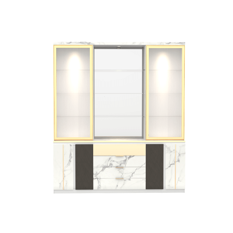 ตู้โชว์กระจก WISDOM DESIGN FURNITURE รุ่น GW-201 200 ซม. สีขาว/ซอฟท์มาร์เบิ้ล